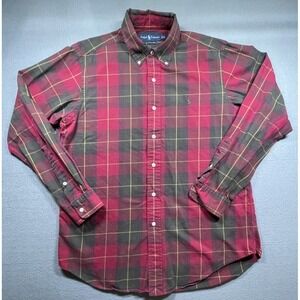 Ralph Lauren Polo Button Up Shirt Classic Fit Mens M Plaid Grandpa Vintage Y2K
